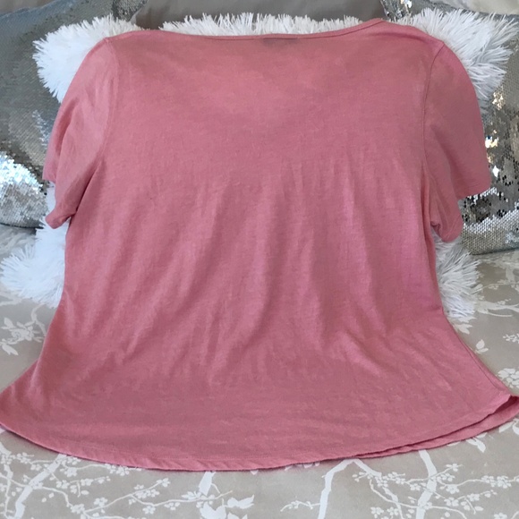 My Style Women’s Pink V-Neck Short Sleeve T-Shirt - Picture 3 of 6